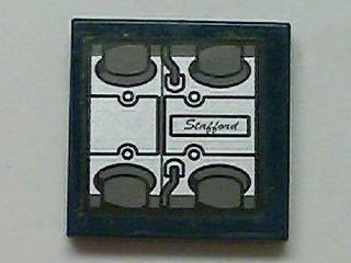 Tile 2 x 2 with Arrow with Engine Block and 'Stafford' Pattern (Sticker) - Set 8635