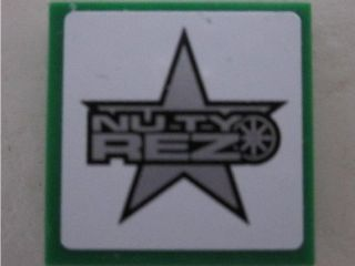 Tile 2 x 2 with 'NUTY REZ' on White Background Pattern (Sticker) - Set 8495