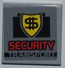 Tile 2 x 2 with 'SECURITY TRANSPORT' Pattern (Sticker) - Set 8199