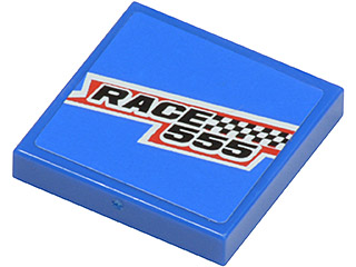 Tile 2 x 2 with 'RACE 555' and Checkered Flag Pattern (Sticker) - Set 8125