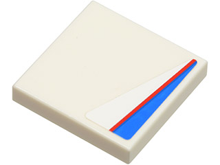 Tile 2 x 2 with Red Line on Blue and White Pattern Model Left Side (Sticker) - Set 8125