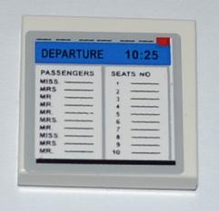 Tile 2 x 2 with Computer Screen with 'DEPARTURE' and Passenger List Pattern (Sticker) - Set 3182