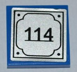 Tile 2 x 2 with '114' on Silver Background Pattern (Sticker) - Set 8403