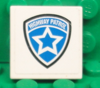 Tile 2 x 2 with Highway Patrol Logo White Star Pattern (Sticker) - Set 8681