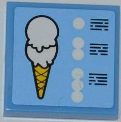 Tile 2 x 2 with Ice Cream Cone and Menu Pattern (Sticker) - Set 3816