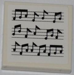 Tile 2 x 2 with Music Notes Pattern (Sticker) - Sets 3818 / 70812