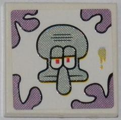 Tile 2 x 2 with Squidward Head and Smudge Pattern (Sticker) - Set 3818