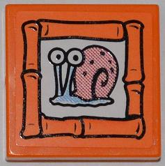 Tile 2 x 2 with Snail 'Gary' Portrait on Orange Background Pattern (Sticker) - Set 3818