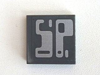 Tile 2 x 2 with Silver 'SP' Pattern (Sticker) - Set 7704