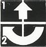 Tile 2 x 2 with White Number 1, Number 2, Crossed Lines, and Arrows Up, Curved Clockwise Pattern (Sticker) - Set 8094