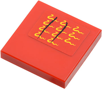 Tile 2 x 2 with 11 Yellow Snakes Pattern (Sticker) - Set 9441