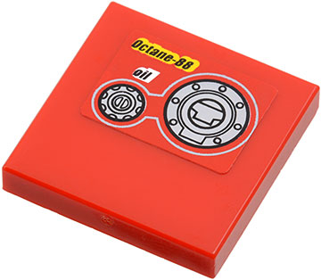 Tile 2 x 2 with 'Octane-88', 'oil' and 2 Filler Caps Pattern (Sticker) - Set 9441
