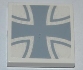 Tile 2 x 2 with Iron Cross Pattern (Sticker) - Set 7198