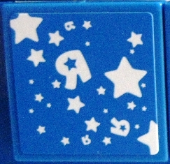 Tile 2 x 2 with White Stars and Backwards Capital Letter R Pattern (Sticker) - Set 7848