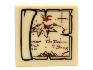 Tile 2 x 2 with Map Lonely Mountain, Desolation of Smaug Pattern (Sticker) - Set 79003