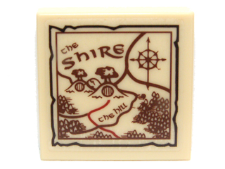 Tile 2 x 2 with Map the Shire Pattern (Sticker) - Set 79003