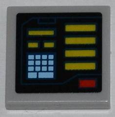 Tile 2 x 2 with Yellow Bars, Red Button, Bright Light Blue Keypad Pattern Model Right Side (Sticker) - Set 6860