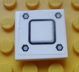 Tile 2 x 2 with Black Square and 4 Black Hexagons Pattern (Sticker) - Set 9486