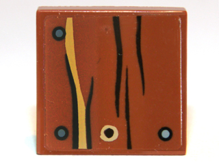 Tile 2 x 2 with Wood Grain and Nails Pattern (Sticker) - Set 9473