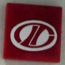 Tile 2 x 2 with Red Stylized 'LT' on White Oval Racing Logo Pattern (Sticker) - Set 8422
