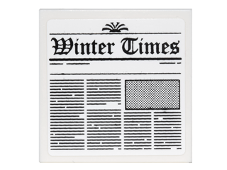Tile 2 x 2 with Newspaper 'Winter Times' Pattern (Sticker) - Set 10229