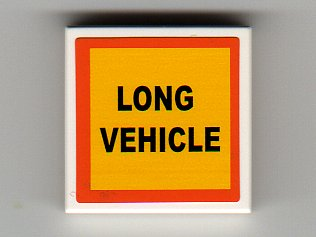 Tile 2 x 2 with 'LONG VEHICLE' and Orange Border Pattern (Sticker) - Set 7900