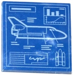 Tile 2 x 2 with Space Shuttle Blueprint Pattern