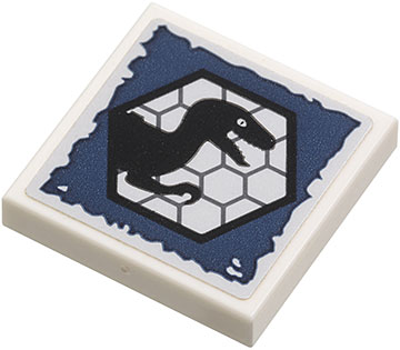 Tile 2 x 2 with Black Raptor Dinosaur Silhouette in Hexagon on Dark Blue Background Pattern (Sticker) - Set 75920