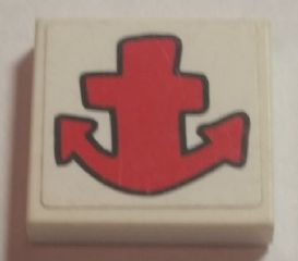 Tile 2 x 2 with Red Anchor Pattern (Sticker) - Set 3832