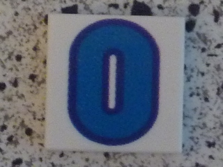 Tile 2 x 2 with Number 0 Blue Pattern