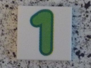 Tile 2 x 2 with Number 1 Green Pattern