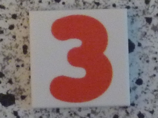 Tile 2 x 2 with Number 3 Red Pattern