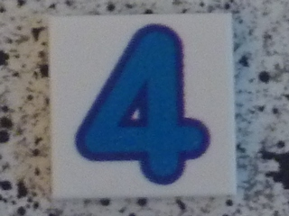 Tile 2 x 2 with Number 4 Blue Pattern