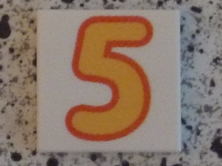Tile 2 x 2 with Number 5 Bright Light Orange Pattern