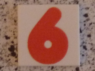 Tile 2 x 2 with Number 6 / 9 Red Pattern