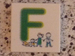 Tile 2 x 2 with Letter F Green with Family Pattern
