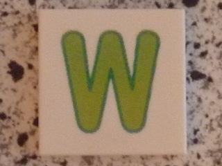 Tile 2 x 2 with Letter W Lime Pattern