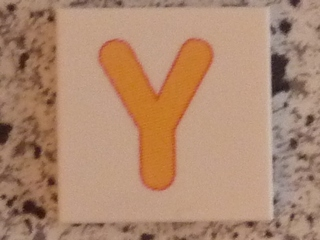 Tile 2 x 2 with Letter Y Yellow Pattern