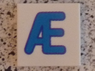 Tile 2 x 2 with Letter Æ Blue Pattern