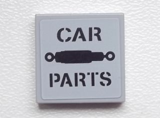 Tile 2 x 2 with 'CAR PARTS' and Shock Absorber Pattern (Sticker) - Set 9486