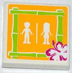 Tile 2 x 2 with Flower and Male and Female Friends Minifigures Silhouettes (Unisex Restroom) Pattern (Sticker) - Set 41008