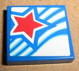 Tile 2 x 2 with Red Star Pattern (Sticker) - Set 9094