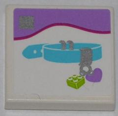Tile 2 x 2 with Dog Collar with Heart and 2 x 2 Brick Pattern (Sticker) - Set 41007