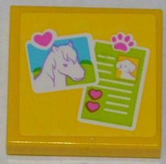 Tile 2 x 2 with Horse Head Photo and Dog ID Pattern (Sticker) - Set 3188