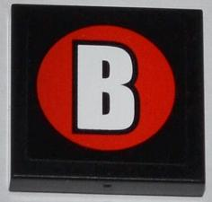 Tile 2 x 2 with White Capital Letter B on Red Circle Pattern (Sticker) - Set 76005