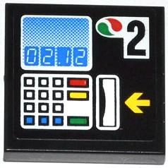 Tile 2 x 2 with '02.12', Buttons, Card Swipe, Yellow Arrow, Octan Logo and Number 2 Pattern (Sticker) - Set 4207
