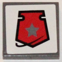 Tile 2 x 2 with Space Police 3 Badge on White Background Pattern (Sticker) - Set 5985