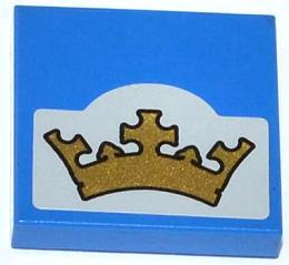 Tile 2 x 2 with Gold Crown on Light Bluish Gray Background Pattern (Sticker) - Set 70404