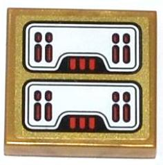 Tile 2 x 2 with Red Light Bars Pattern (Sticker) - Set 70505