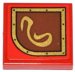 Tile 2 x 2 with Gold Swirl on Brown Left Rounded Background Pattern (Sticker) - Set 79108